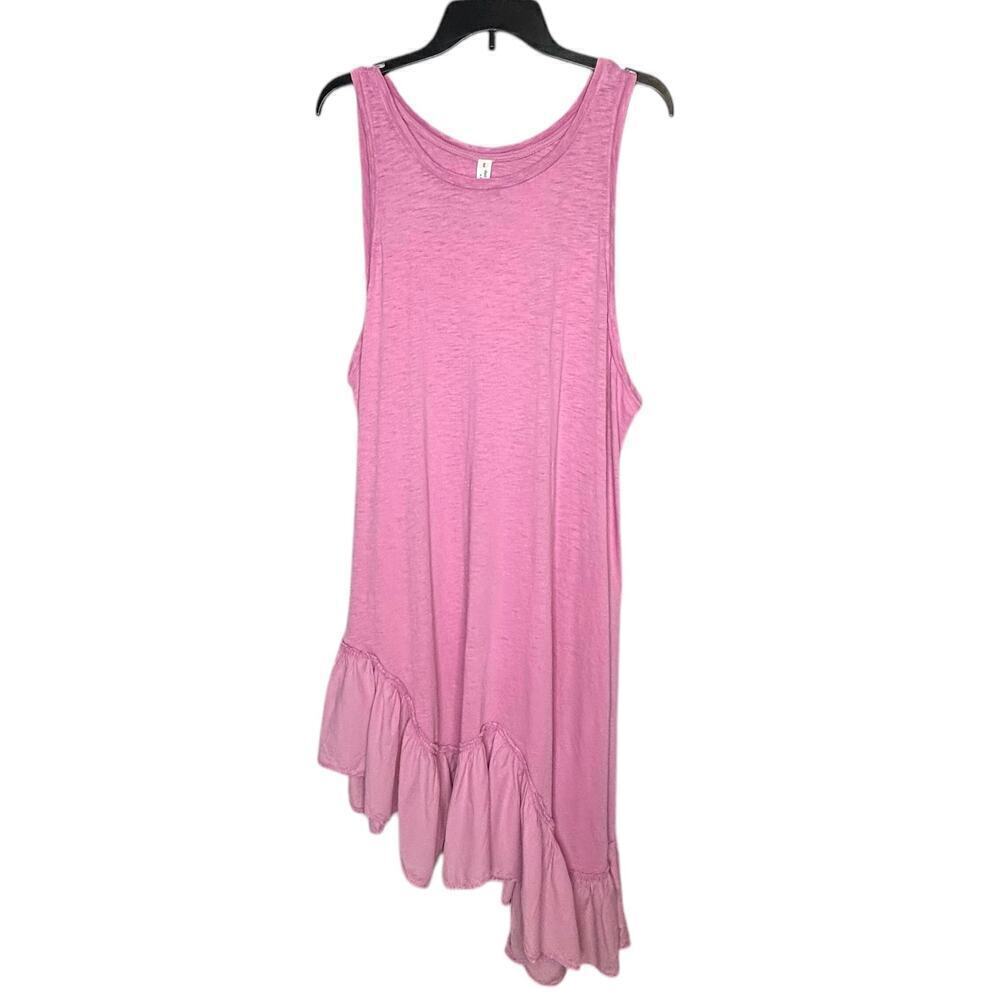 Daily Ritual Anthropologie Sleeveless Tank Ruffle Blossom Pink Dress Size 2X